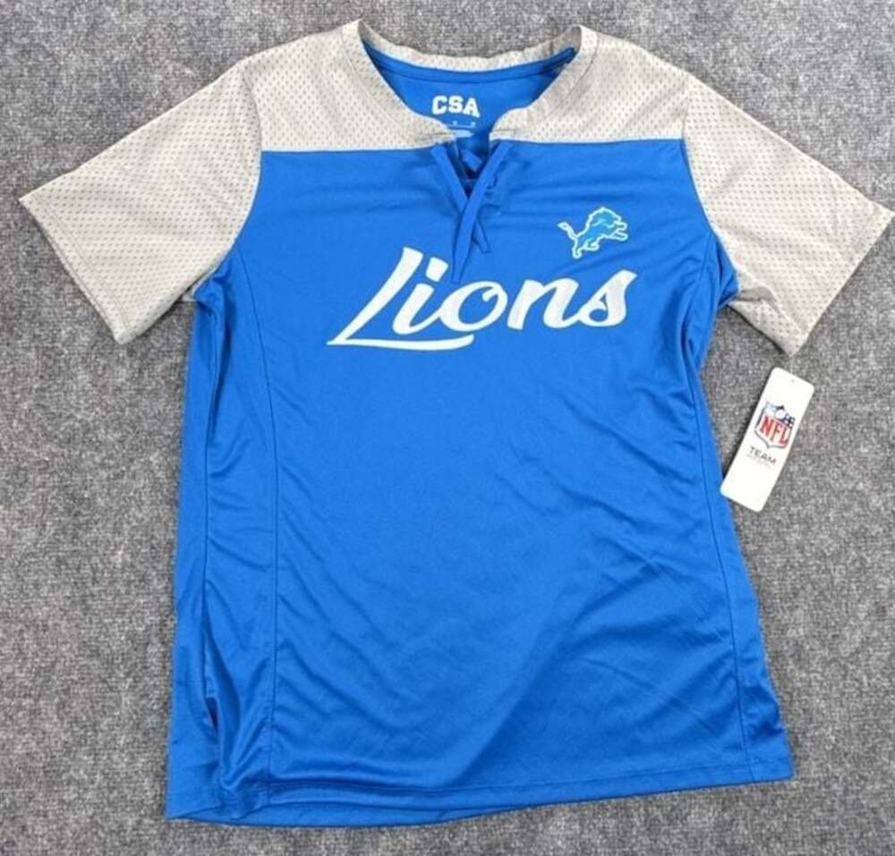 CSA Detroit Lions NFL Women's Lace-Up Mesh Short Sleeve Jersey Medium